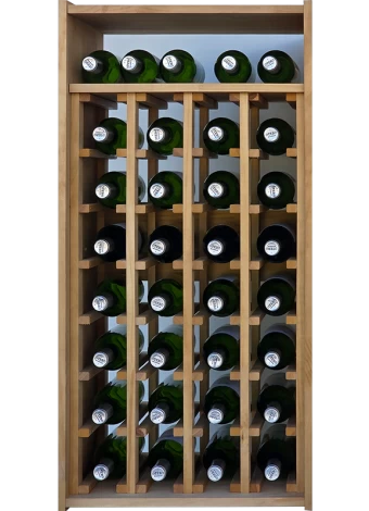 Botellero de madera de pino para 32 botellas