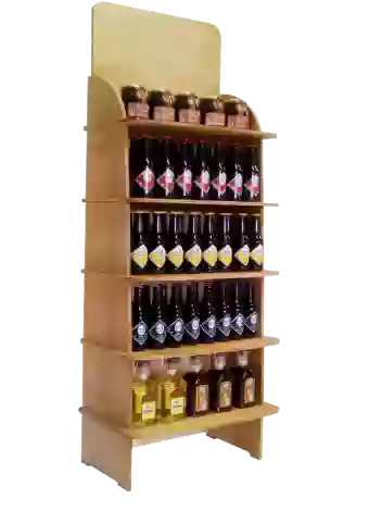 WOODEN DISPLAY WITH FIVE SHELVES