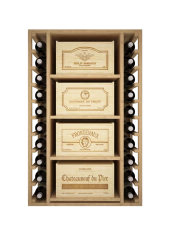 SUPORTE DE GARRAFA DE MADEIRA DE PINHO PARA FRASCOS E CAIXAS DE VINHO