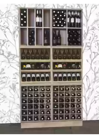 STACKABLE BOTTLE HOLDER WITH A RUSTIC OAK LOOK