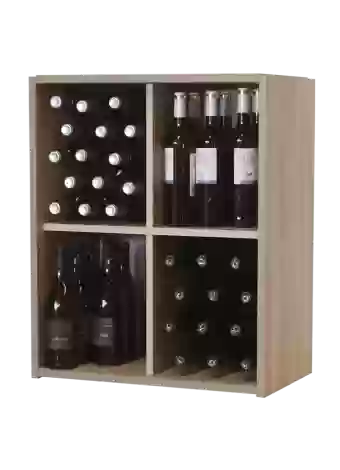 STACKABLE BOTTLE HOLDER WITH A RUSTIC OAK LOOK