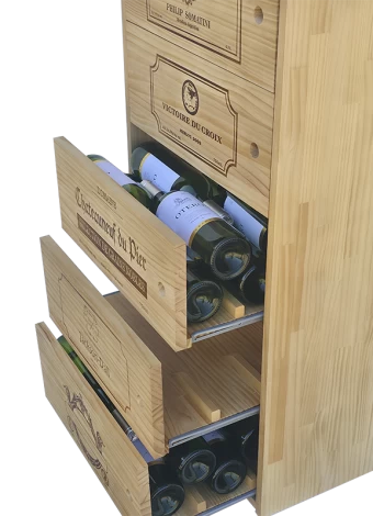 Modular wine rack with 5 sliding drawers by Expovinalia com