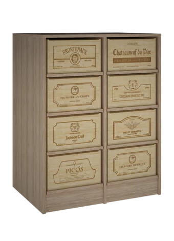 PORTA BOTTIGLIE IN LEGNO ROVERE, DIMENSIONI GRANDI PER SCATOLE DI VINO