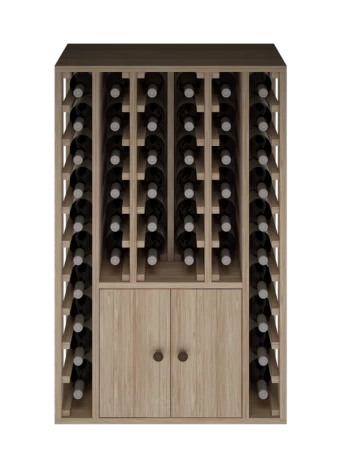 BOTELLERO DE MADERA DE PINO CON PUERTAS