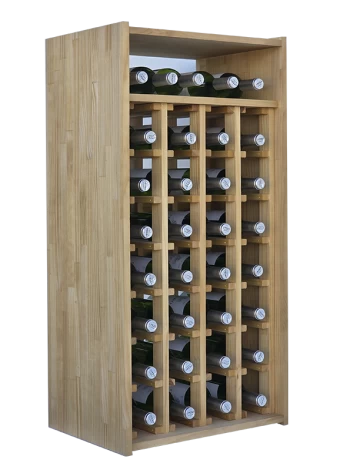 Botellero de madera de pino para 32 botellas